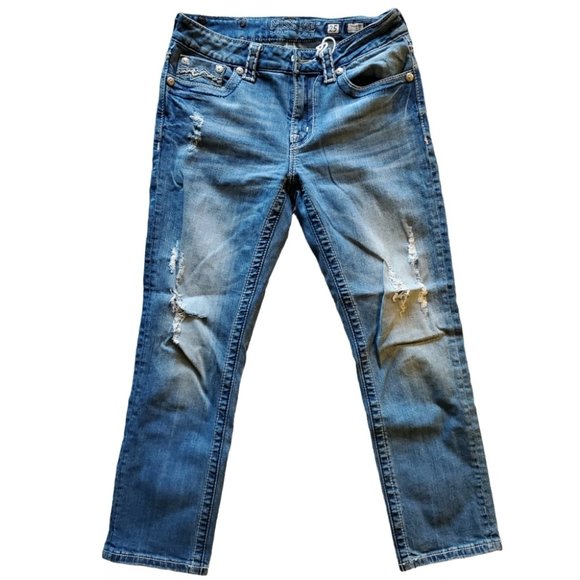 Miss Me Denim - MISS  ME | NWOT Boyfriend Capri Distressed Medium Wash Denim Jeans (Size 25)
